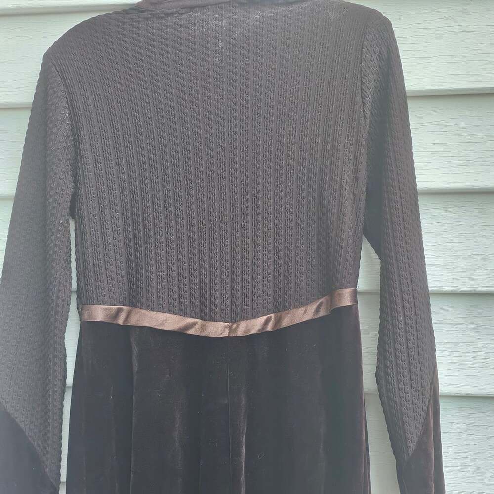 J. Adiro Vintage M Brown Velvet Maxi Dress Made USA Gothic 90s - Picture 6 of 11